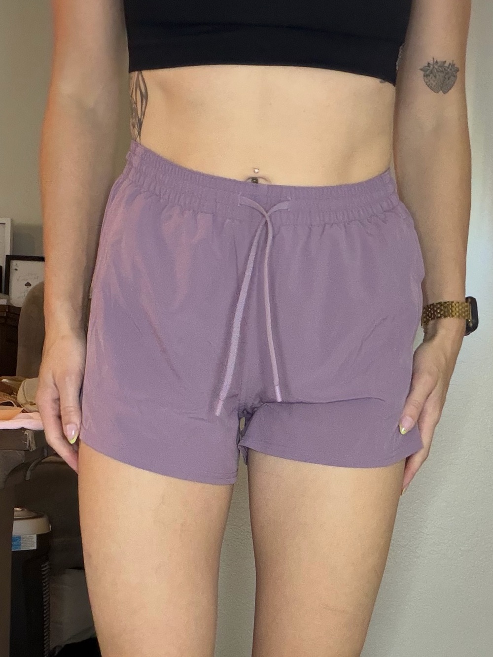 lululemon athletica Women's Lavender Running Shorts with Drawstring